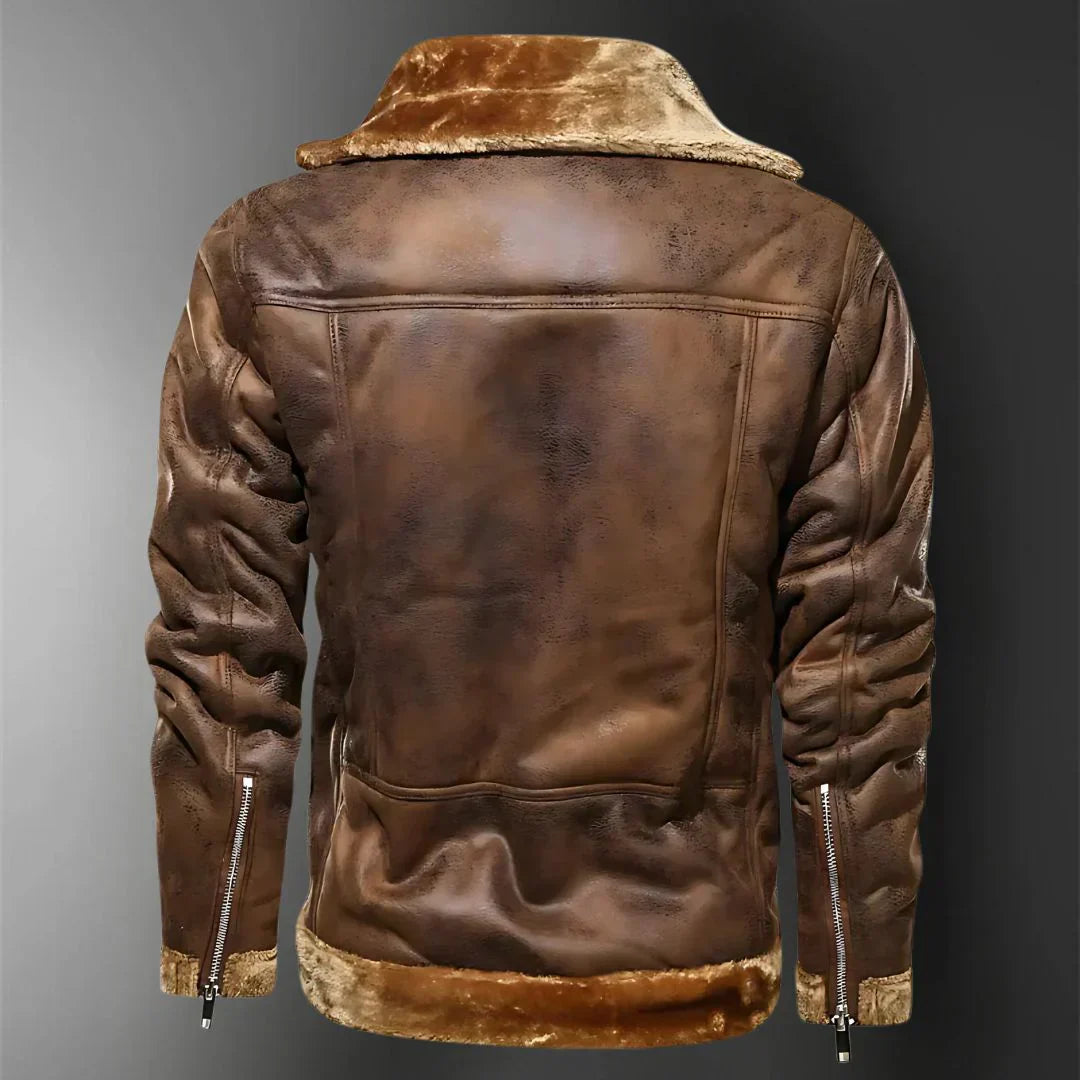 Men’s Shearling-Lined Faux Leather Jacket | Warm Winter Streetwear Coat