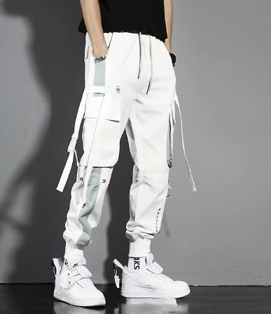 Men's Colourblock Streetwear Cargo Pants | Drawstring Hem | Multi-Pocket Design