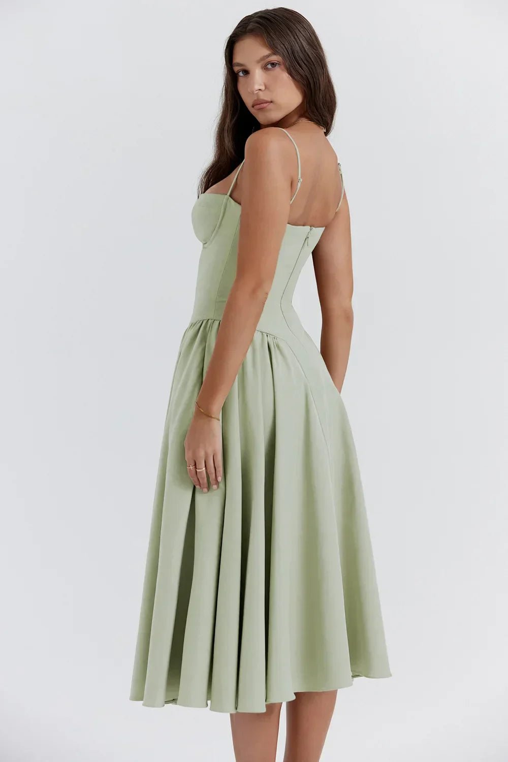Bustier Midi Dress | Fit-and-Flare Silhouette | Soft Cotton Blend