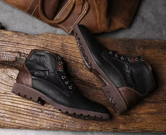 Men's Leather Lace-Up Boots | Rugged Sole | Classic Ankle Height