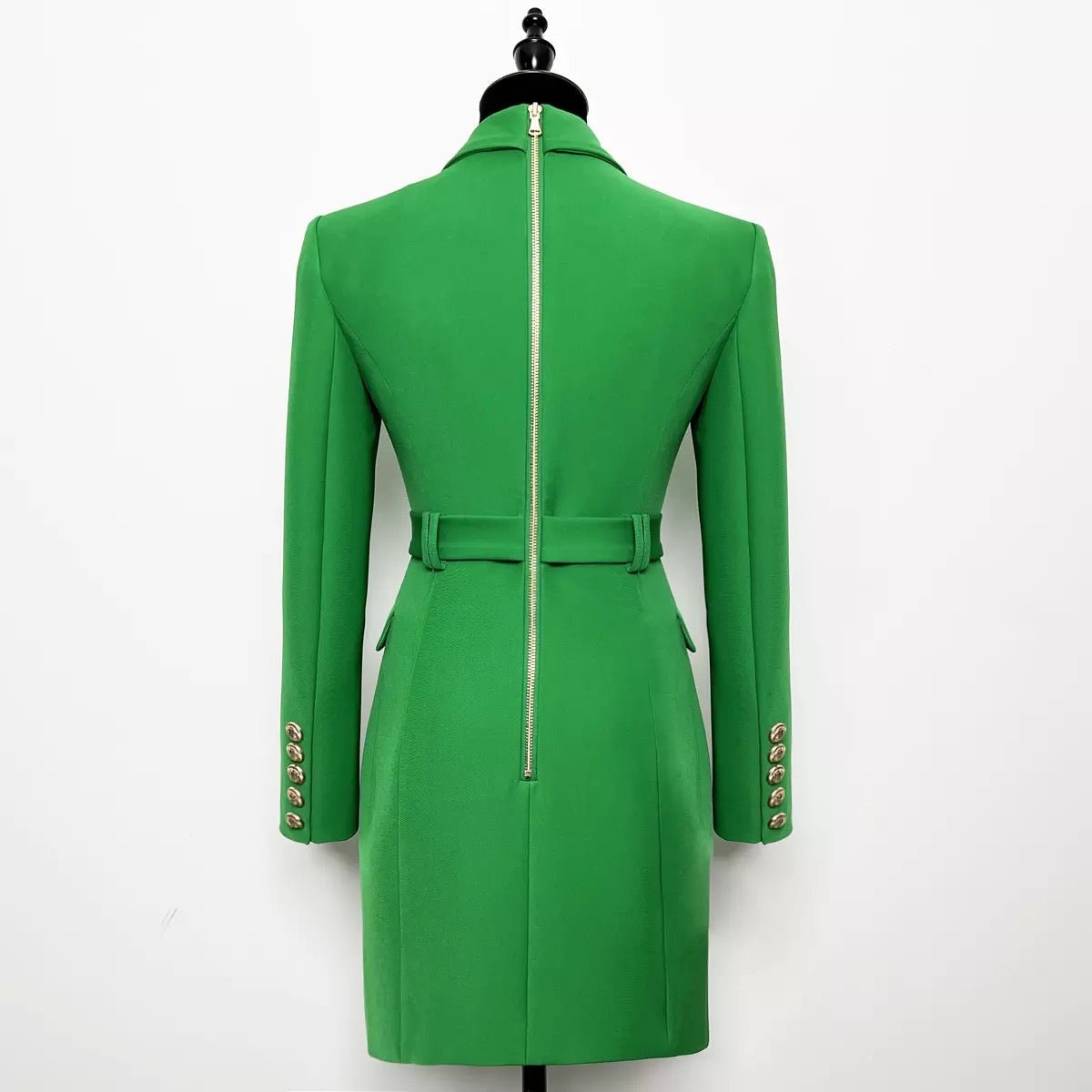 Belted Double-Breasted Blazer Dress | Gold Button Accents | Tailored Elegance | Versatile Style