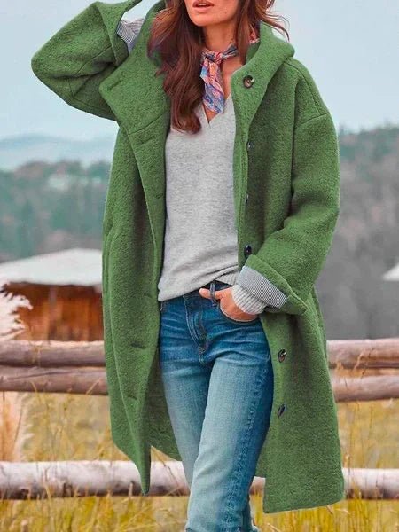 Button-Front Teddy Fleece Coat | Oversized Hooded | Mid-Length Warm Outerwear