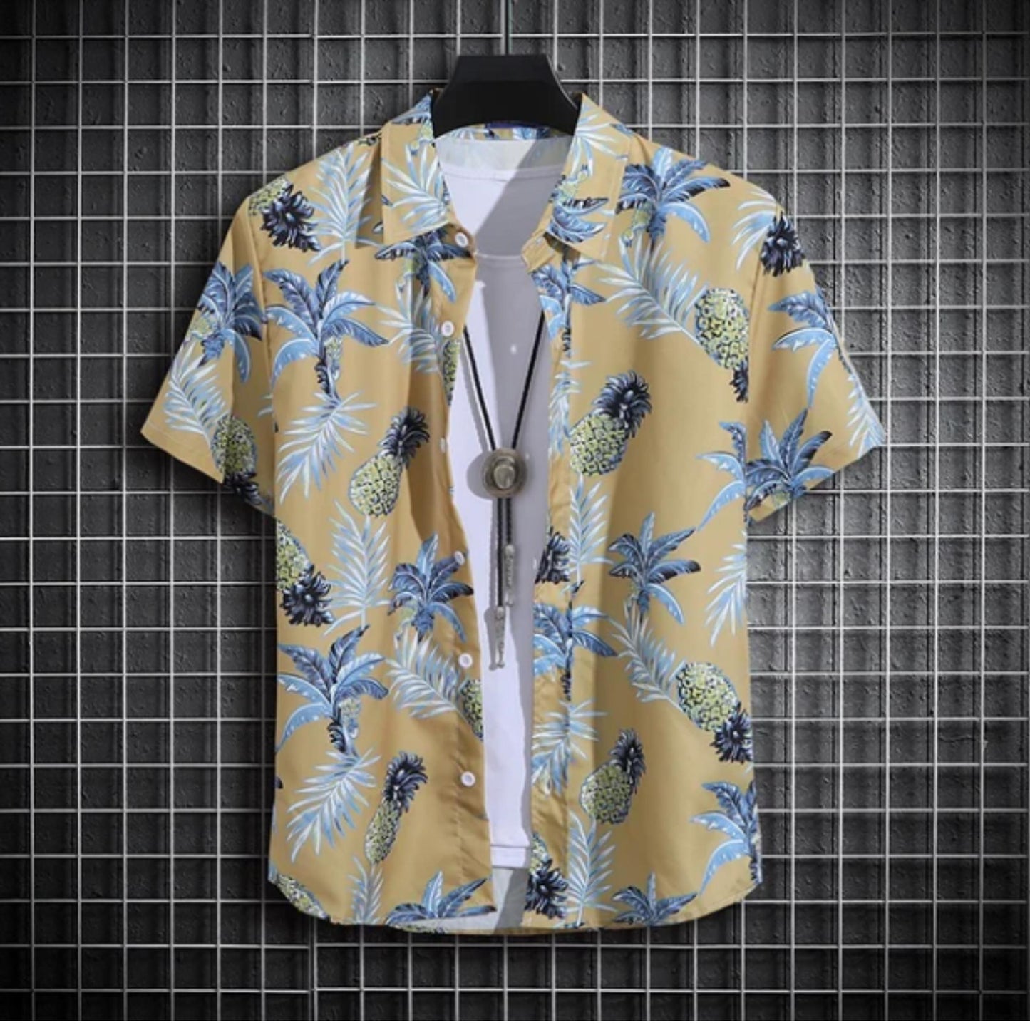 Men’s Tropical Pineapple Shirt | Lightweight Summer Button-Up | Casual Aloha Style