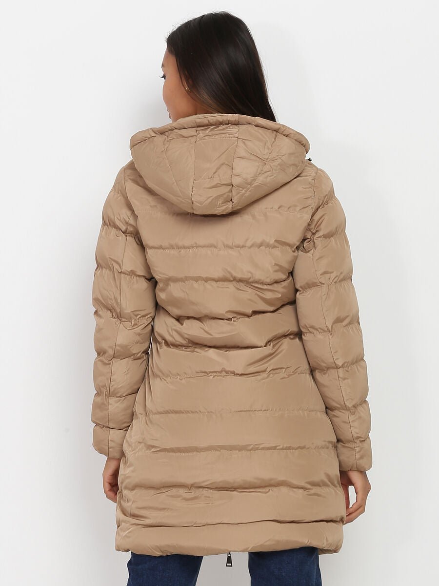 Long Hooded Puffer Coat | Water-Resistant | Polyester Fill | Winter Comfort