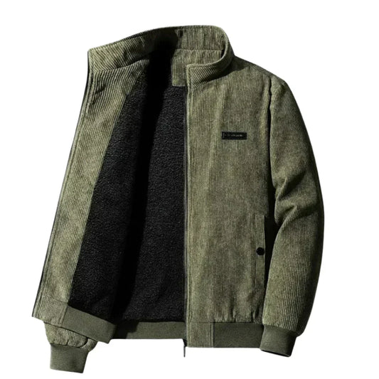 Corduroy Fleece-Lined Jacket | Zip-Up Bomber Style | Warm Casual Outerwear