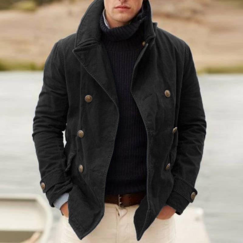 Men’s Wool-Blend Peacoat | Double-Breasted Classic Fit | Smart Winter Outerwear