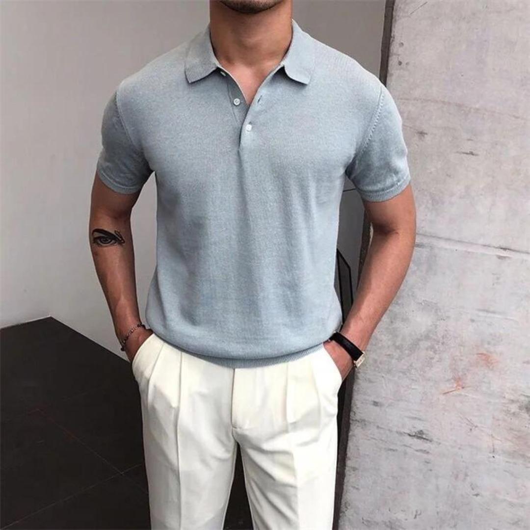 Men’s Knit Polo Shirt | Soft Touch Texture | Tailored Short-Sleeve Fit