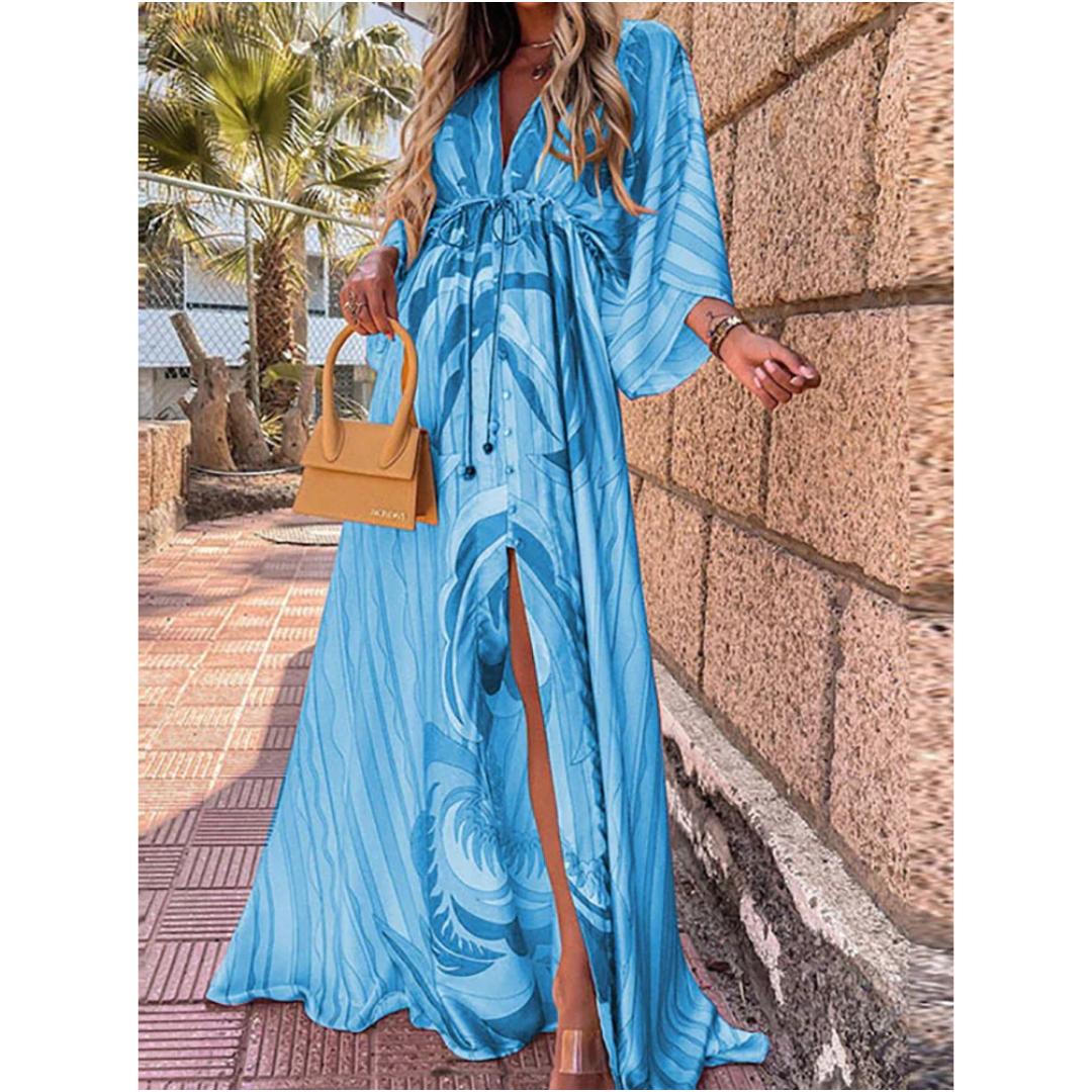 Heart Print Maxi Dress | Lightweight Tie Waist | Flowy Resort Cover-Up
