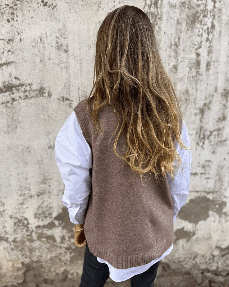 Knit Sweater Vest | Deep V-Neck Sleeveless Pullover for Layering