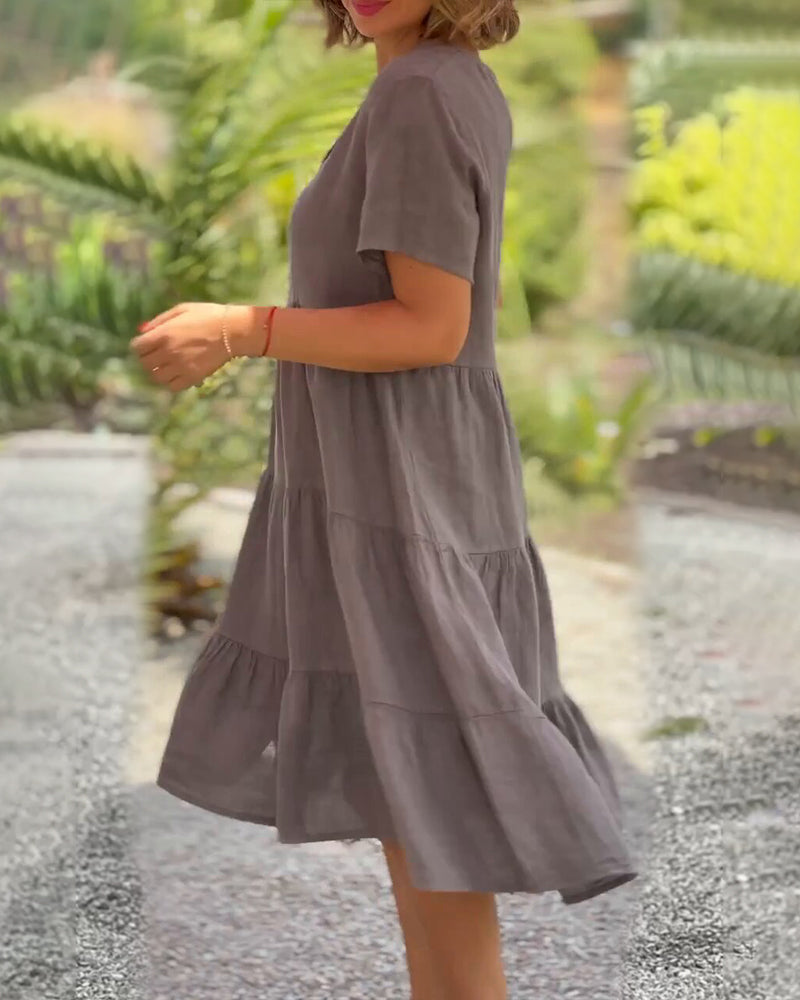 Vibrant V-Neck Tiered Dress | Relaxed Fit | Lightweight Summer Style