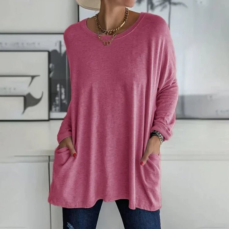 Relaxed Fit Tunic Top | Lightweight Knit | Side Pockets