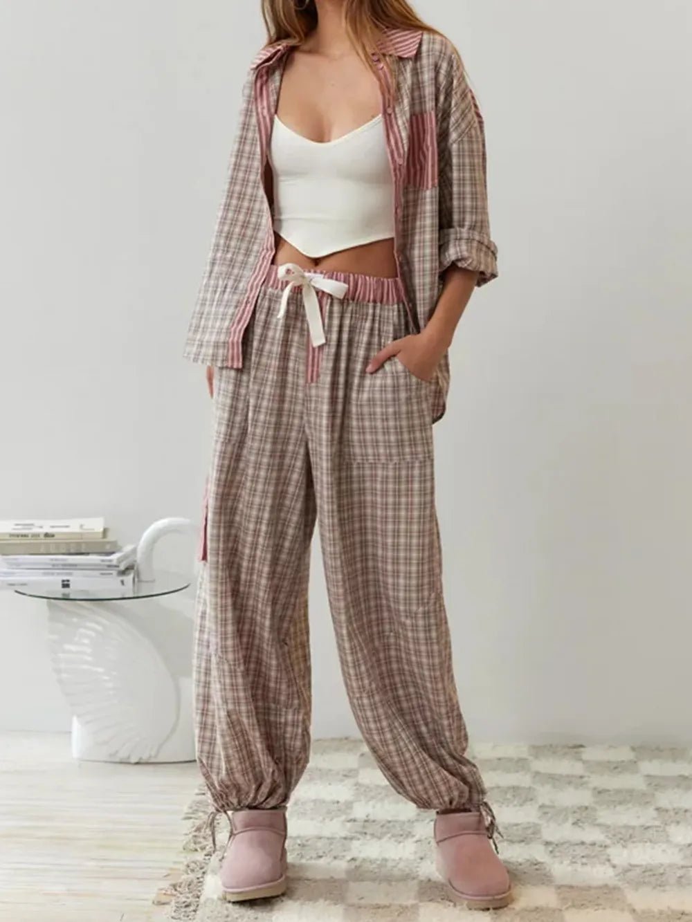 Striped Patchwork Pyjama Set | Soft Cotton Blend with Relaxed Fit