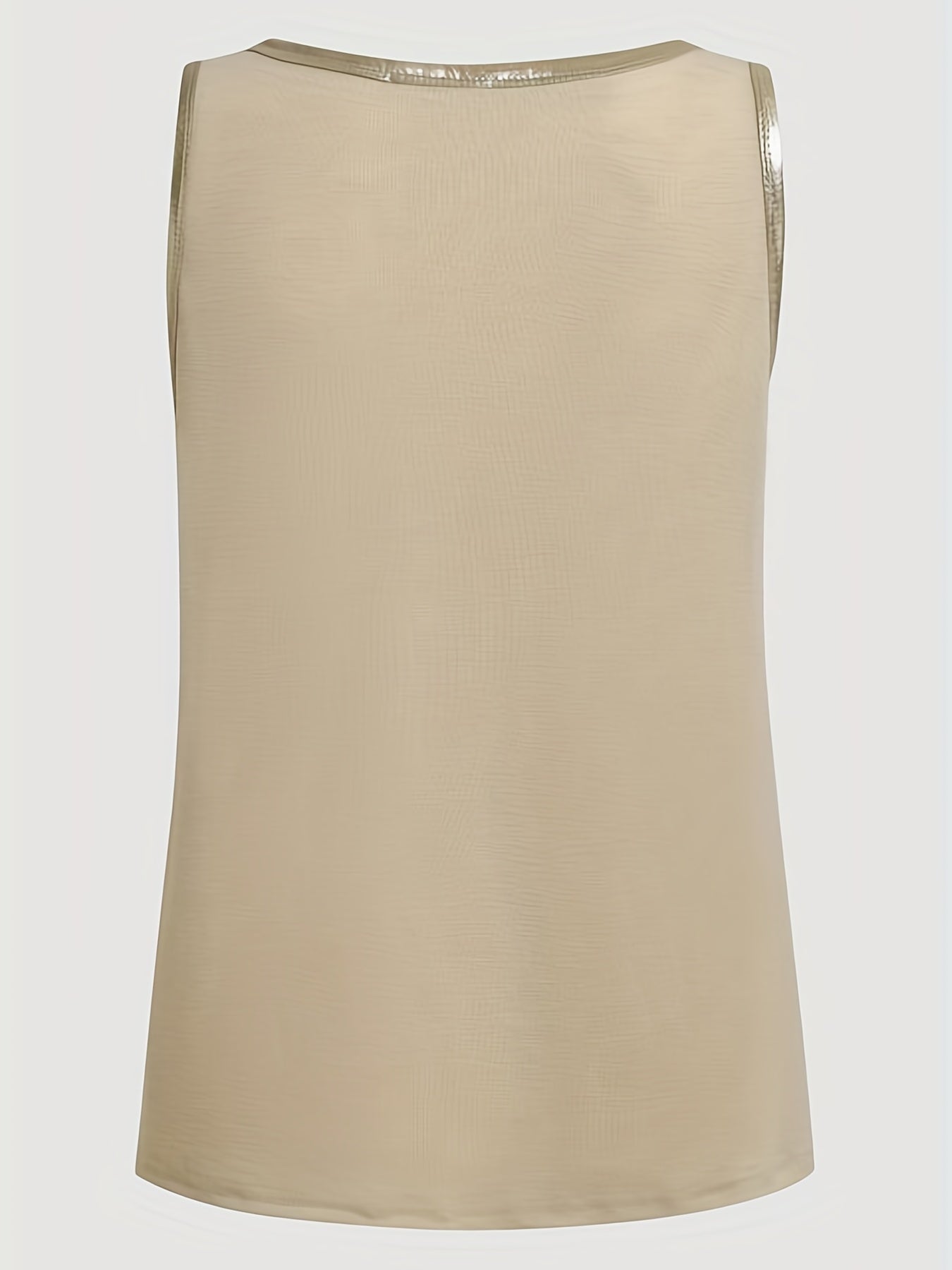 Sleeveless Scoop Neck Tank | Metallic Trim Casual Top | Relaxed Summer Layer