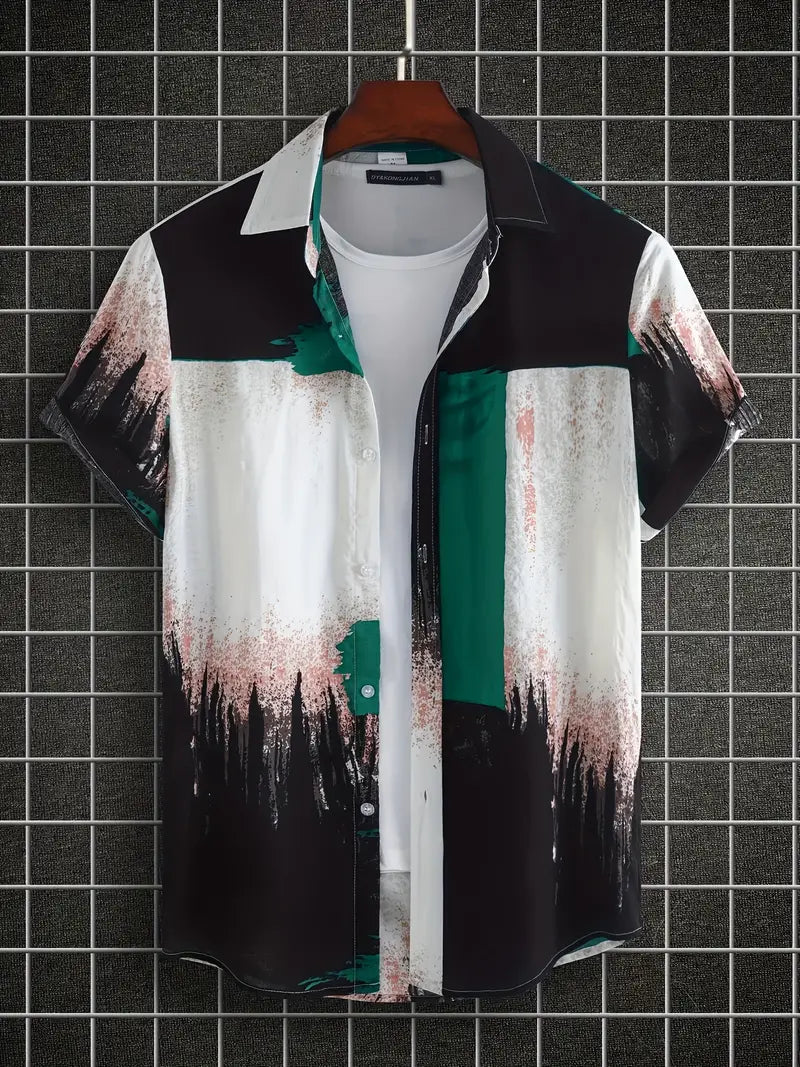 Men’s Printed Resort Shirt | Lightweight Cotton Blend & Relaxed Fit | Summer Casual Essential