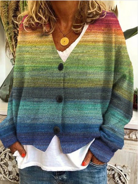 Striped Knit Button Cardigan | Lightweight Colourful Layer for Spring and Fall
