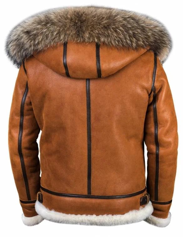 Premium Shearling Aviator Jacket | Genuine Leather | Plush Lining with Fur Trim Hood | Ultimate Winter Outerwear