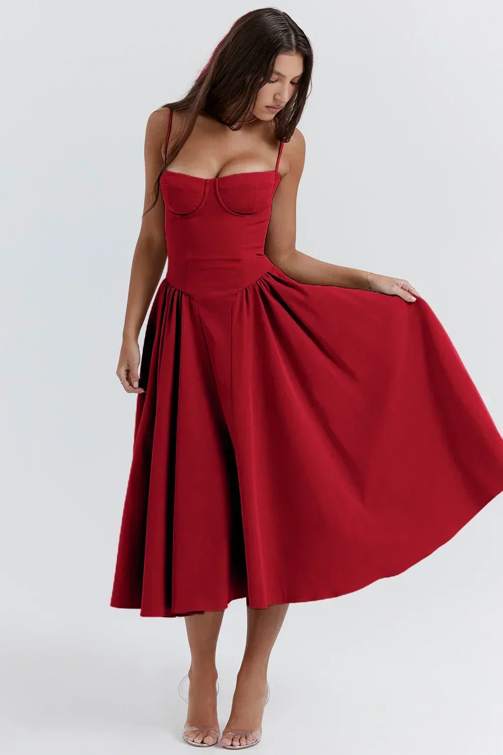 Bustier Midi Dress | Fit-and-Flare Silhouette | Soft Cotton Blend