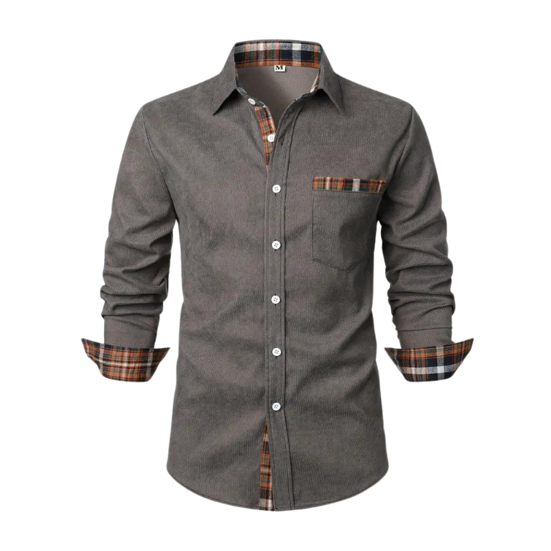 Men’s Button-Up Casual Shirt | Flannel Trim Detail | Soft Brushed Cotton