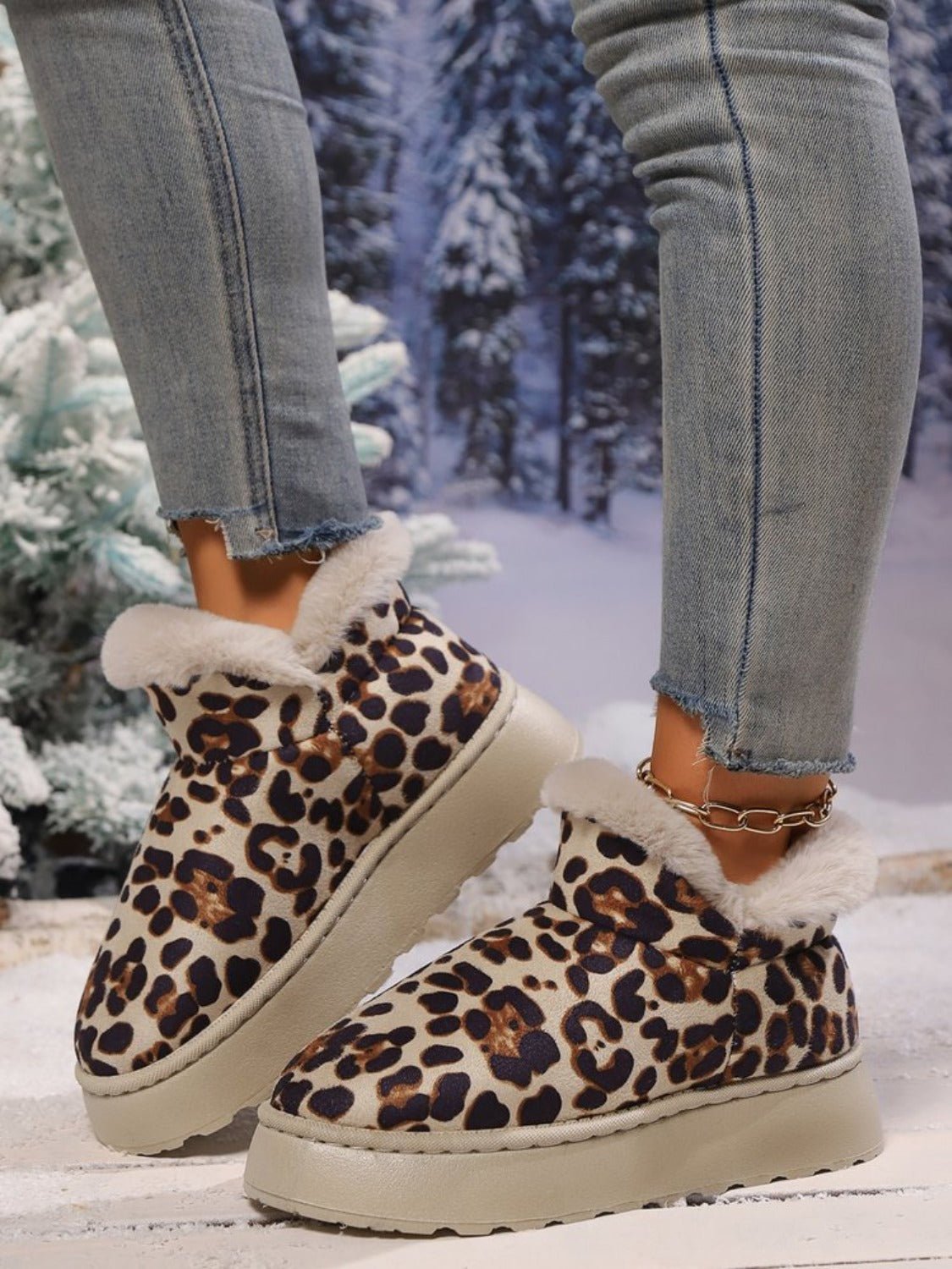 Leopard Print Slip-On Shoes | Faux Suede | Plush Lining | Winter Casual