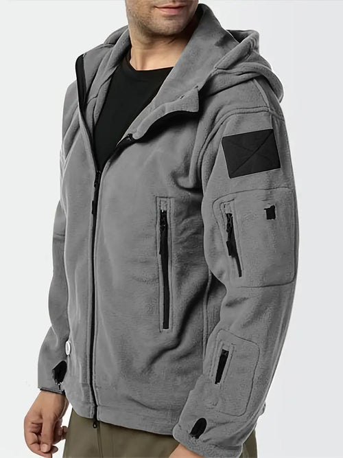 Men's Tactical Hoodie Jacket | Multi-Pocket Design | Fleece Lined | Outdoor Performance