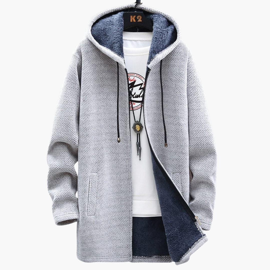Men's Sherpa-Lined Hooded Cardigan | Open Front Knit | Fall Layering Jacket
