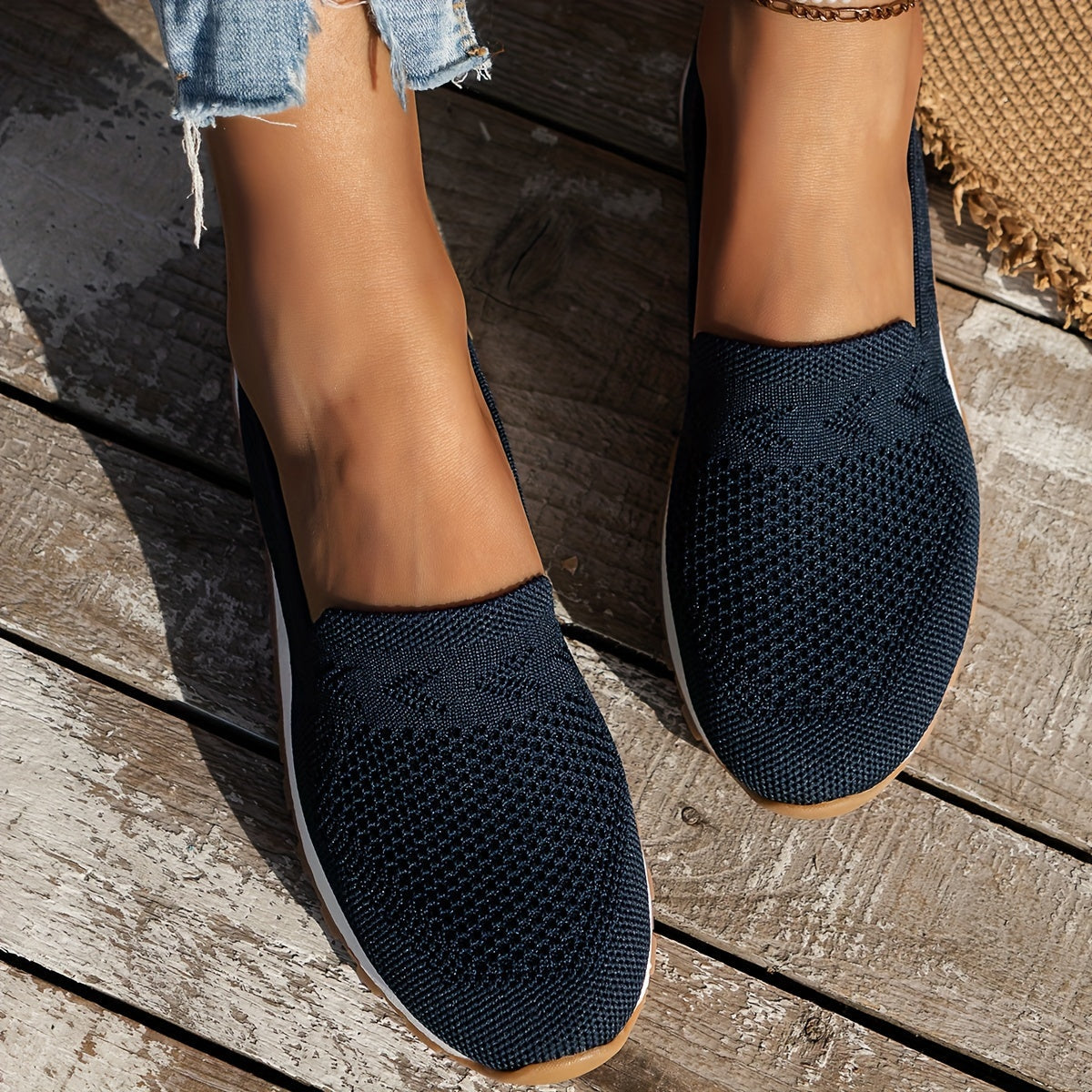 Knit Slip-On Sneakers | Lightweight Casual Walking Shoes | Breathable Stretch Fit