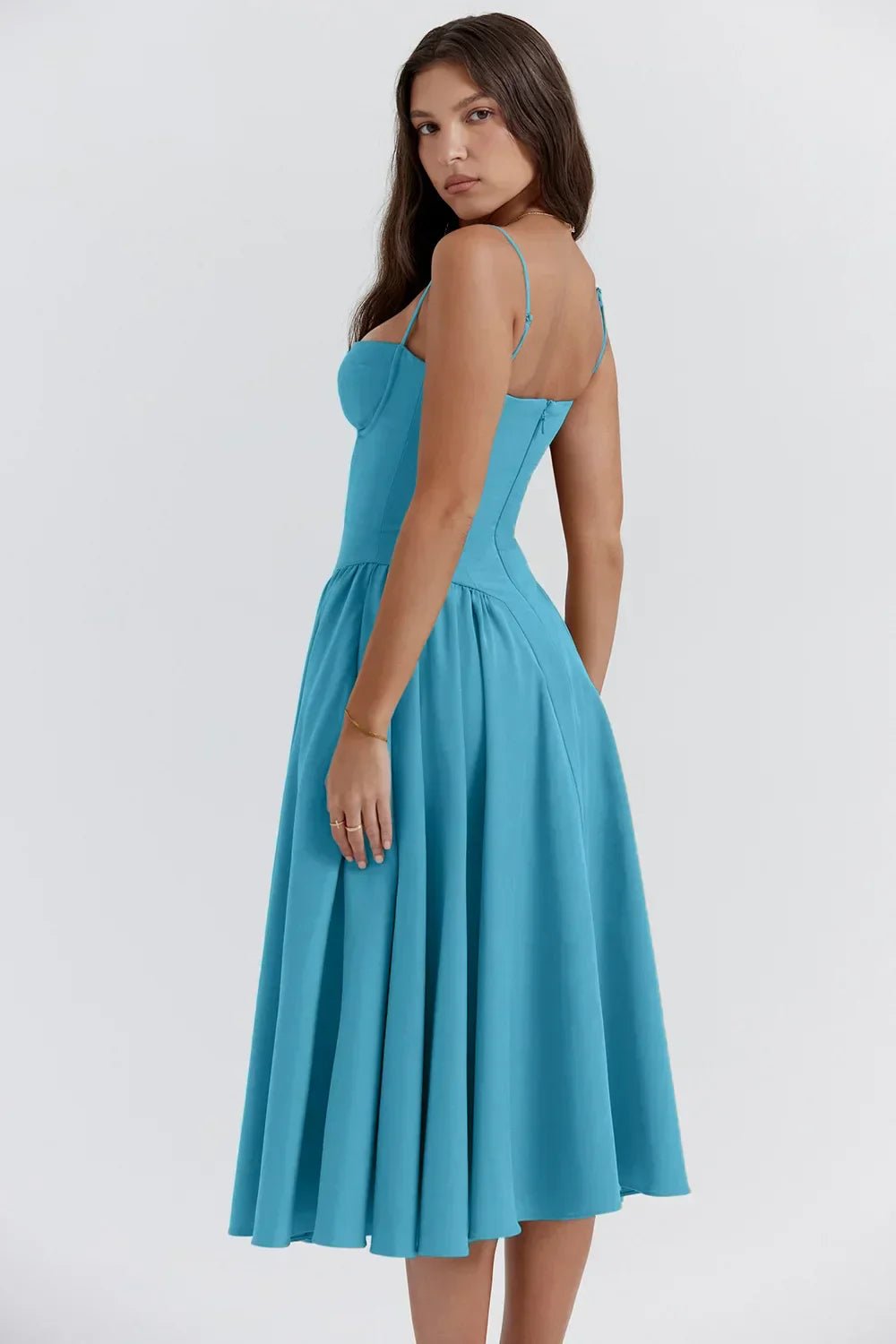 Bustier Midi Dress | Fit-and-Flare Silhouette | Soft Cotton Blend