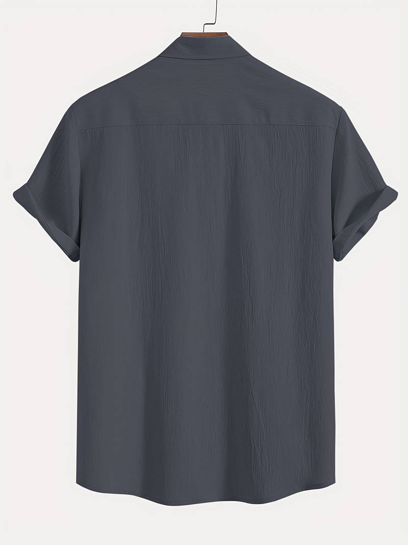 Men's Textured Short Sleeve Shirt | Breathable Button-Up | Summer Casual Essential