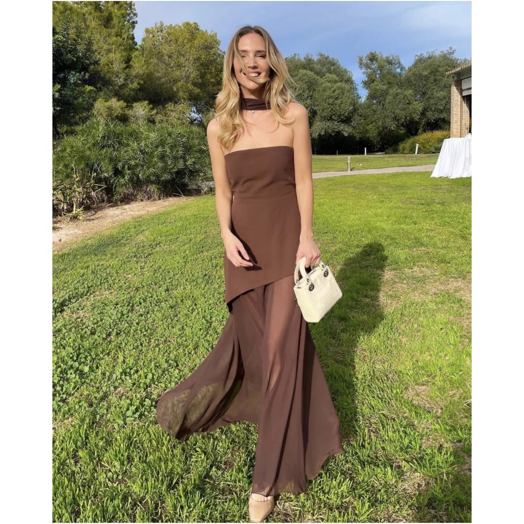 Strapless Layered Maxi Dress | Sheer Overlay & Fitted Bodice | Resort Evening Gown