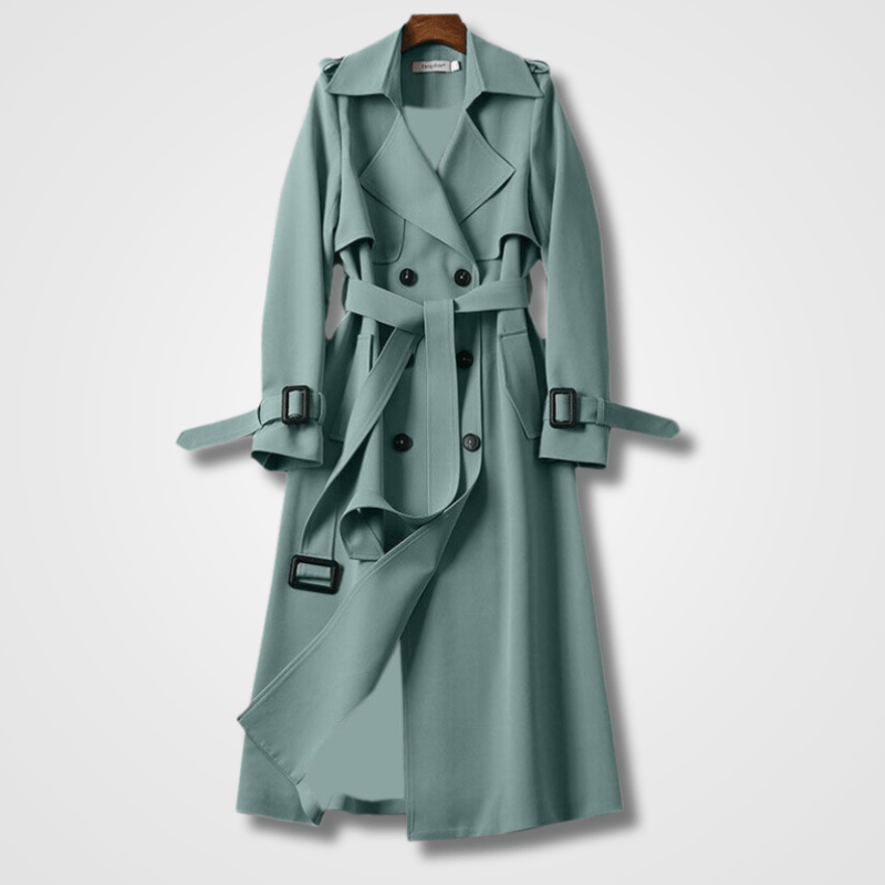 Classic Long Trench Coat | Belted Waist | Lightweight Polyester | Timeless Outerwear