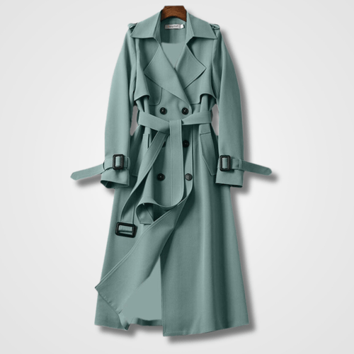 Classic Long Trench Coat | Belted Waist | Lightweight Polyester | Timeless Outerwear