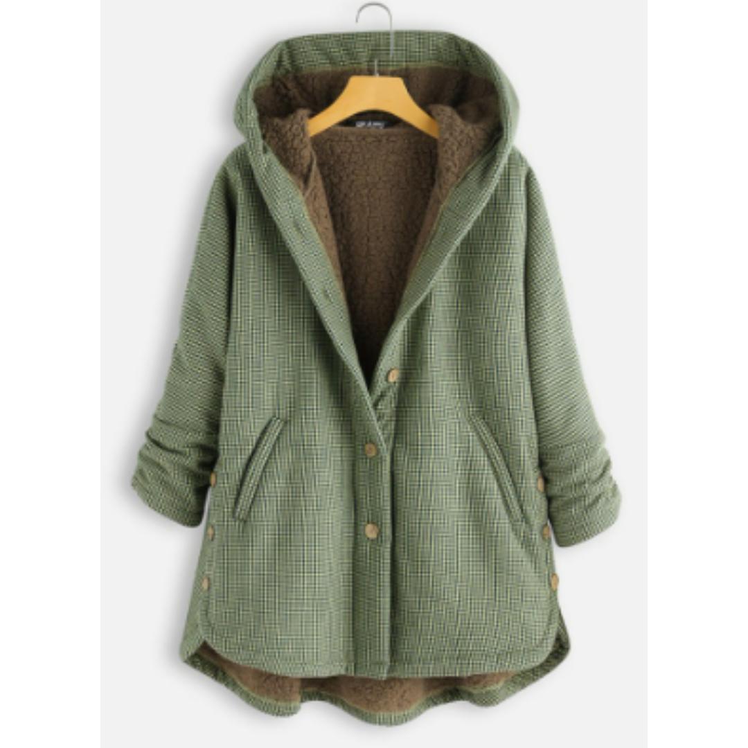 Plaid Hooded Sherpa Jacket | Fleece-Lined Snap-Front Coat | Warm Casual Outerwear Canada
