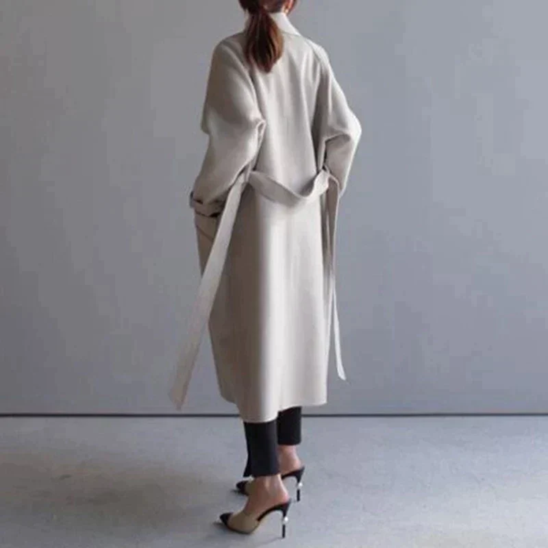 Belted Wrap Coat | Soft Brushed Finish | Oversized Fit with Patch Pockets