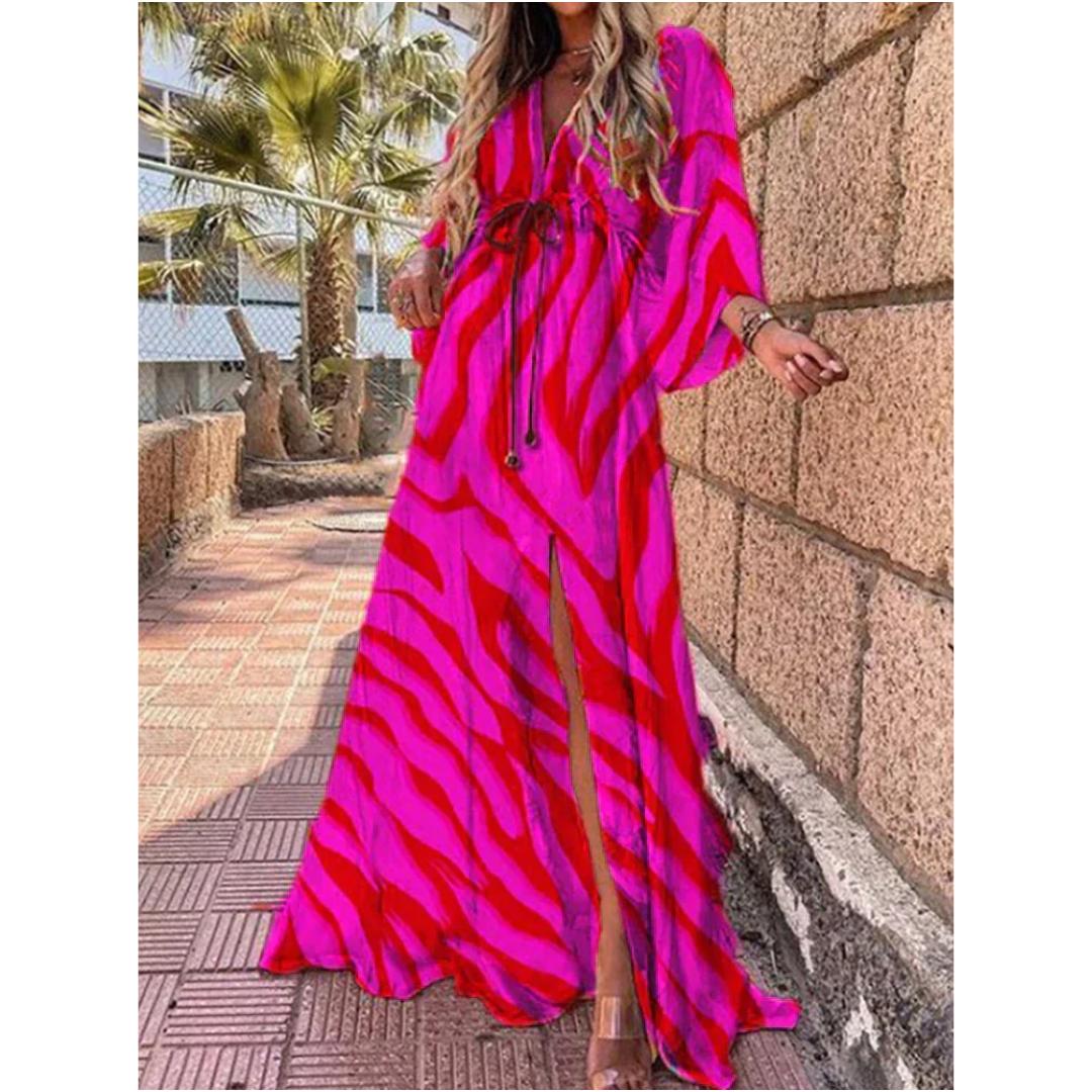 Heart Print Maxi Dress | Lightweight Tie Waist | Flowy Resort Cover-Up