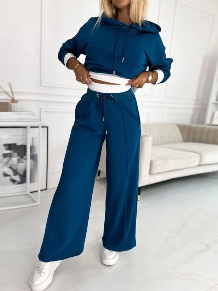 Two-Piece Lounge Set | Wide-Leg Pants & Hoodie | Relaxed Fit