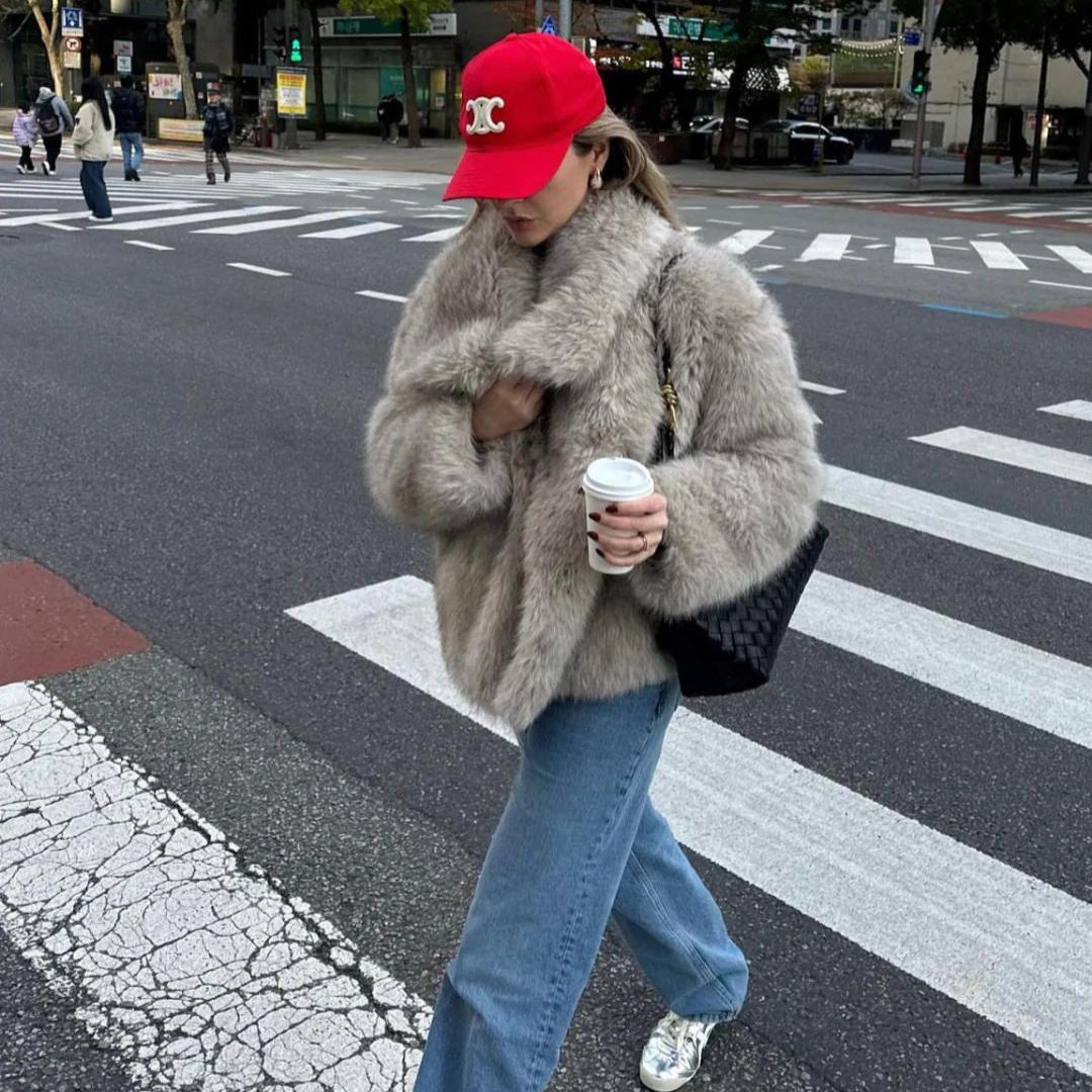 Women’s Synthetic Fur Oversized Jacket | Plush Cold-Weather Layer | Streetwear Luxe Look