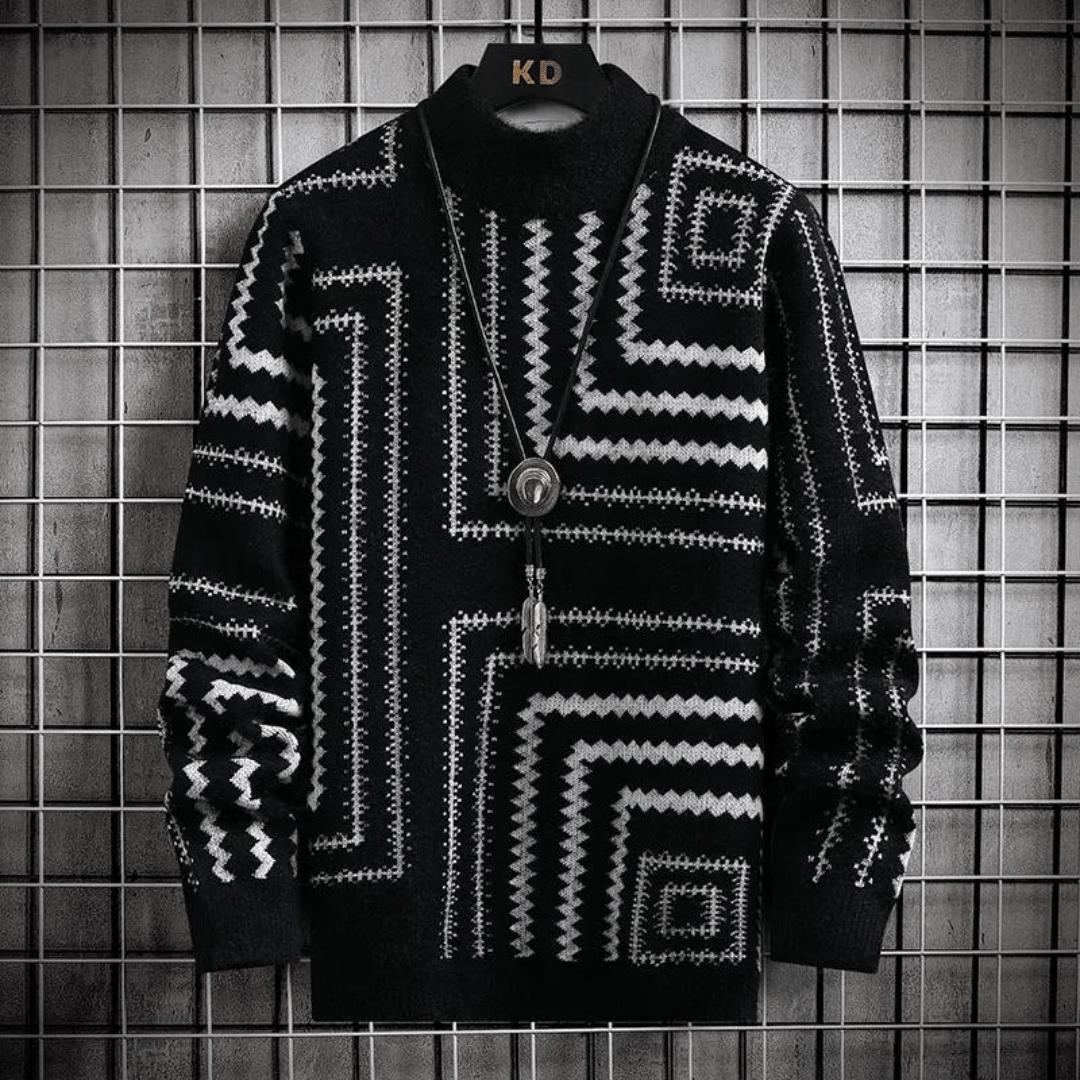 Geometric Pattern Knit Sweater | Modern Design | Warm & Stylish | Unisex