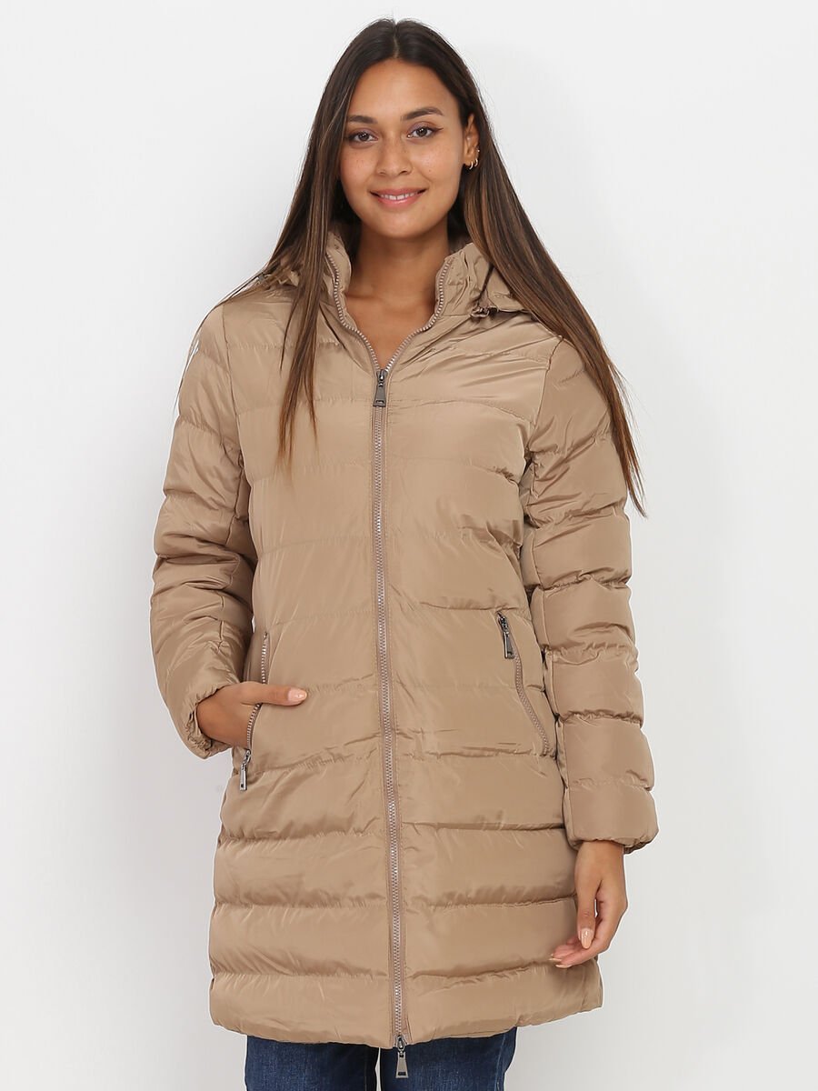 Long Hooded Puffer Coat | Water-Resistant | Polyester Fill | Winter Comfort