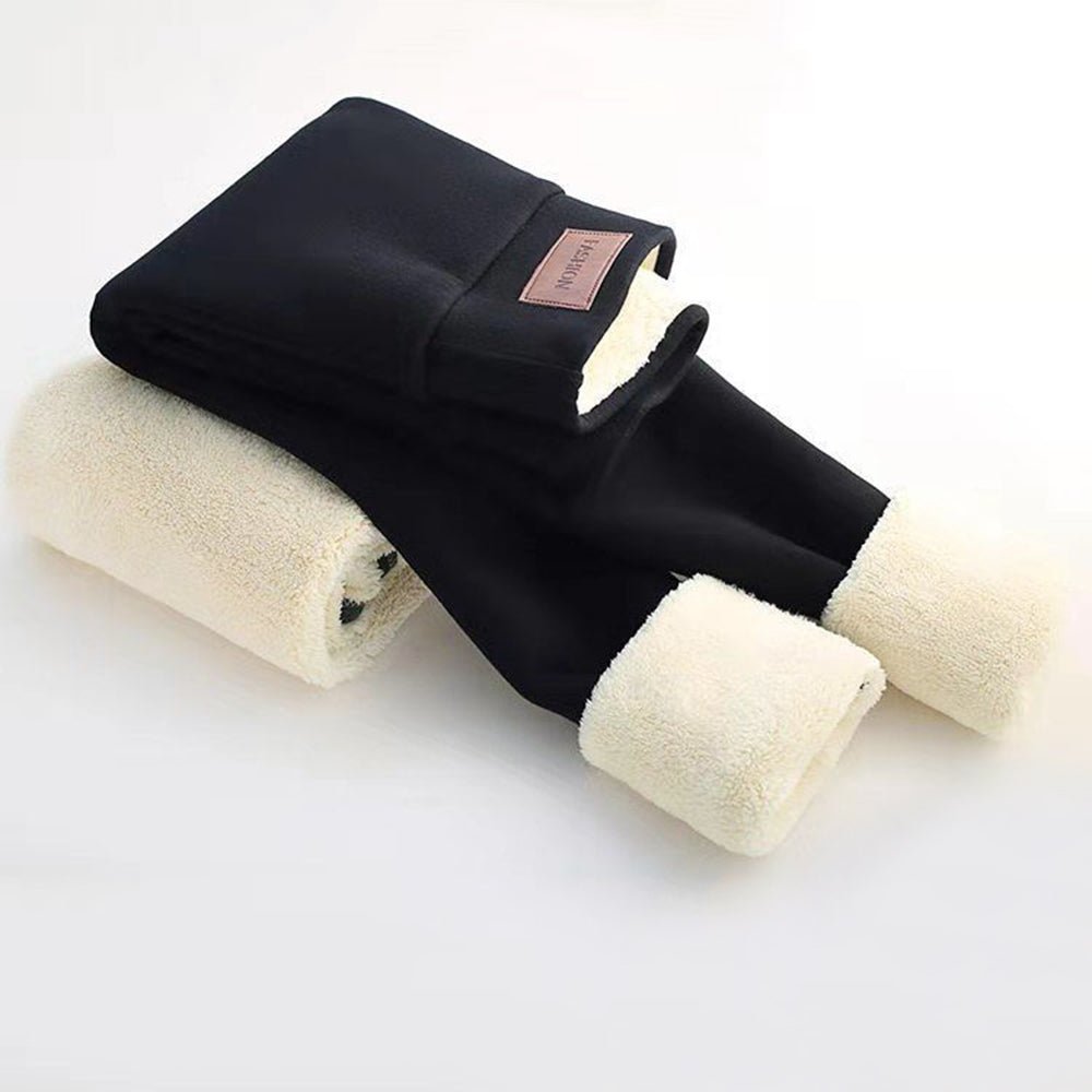 Fleece-Lined Thermal Leggings | Black & White | Polyester Blend | Winter Warmth