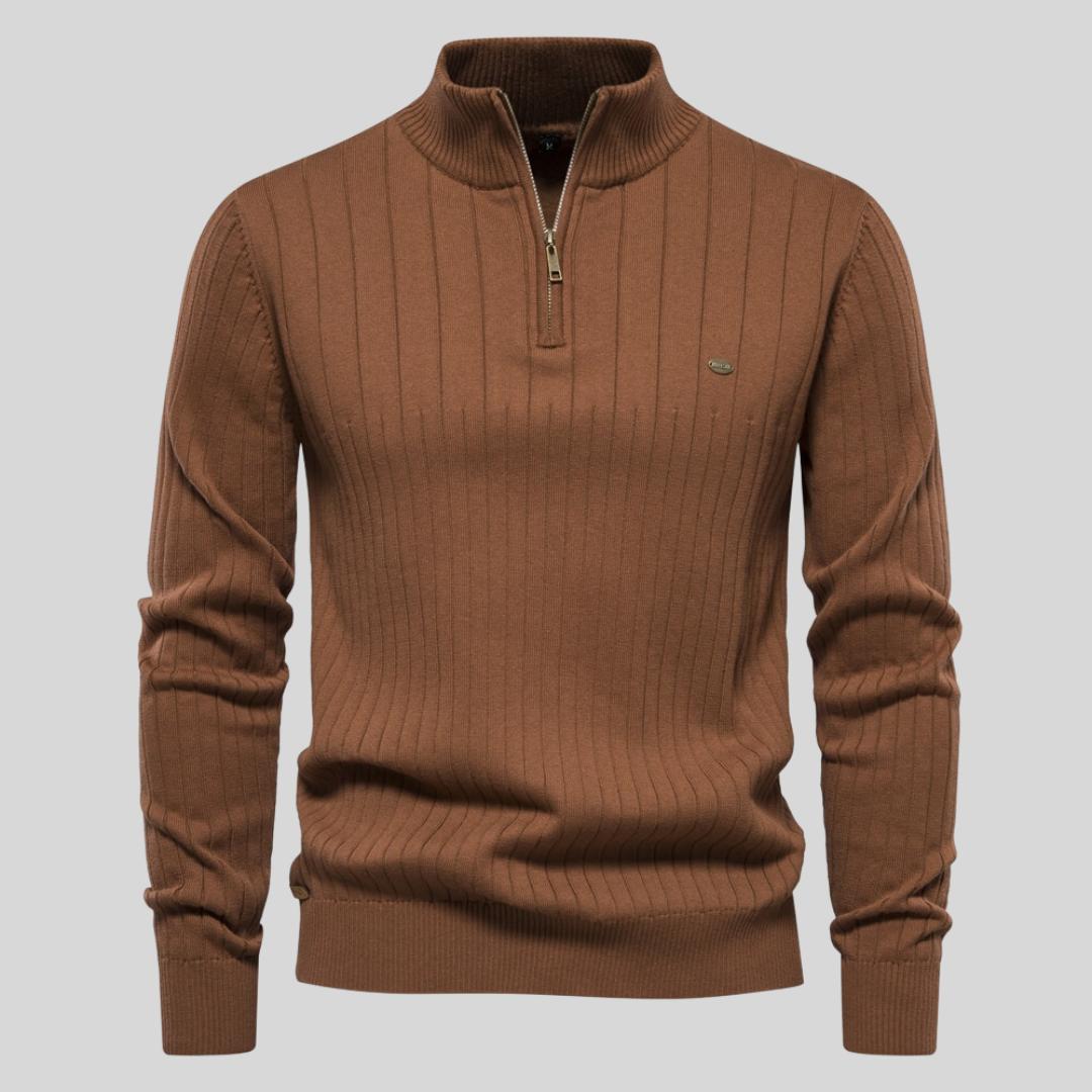 Men’s Quarter-Zip Knit Sweater | Ribbed Pullover | Smart Casual Layer
