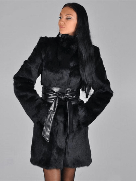 Elegant Faux Fur Coat | Belted Waist | Luxe Winter Outerwear