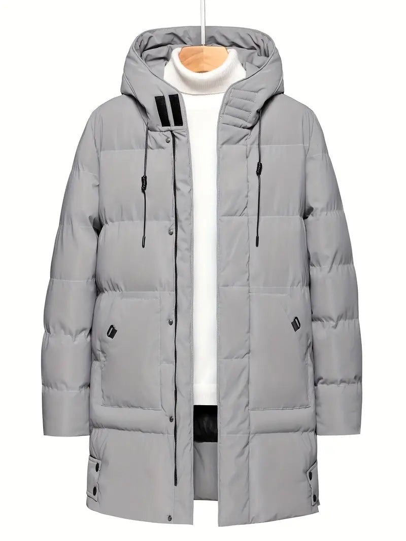 Men's Long Puffer Coat | Heavyweight Insulation | Hooded Design | Winter Essential