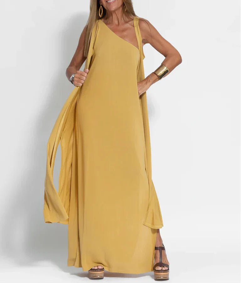 Elegant One-Shoulder Maxi Dress | Flowing Silhouette | Lightweight Fabric | Evening Wear