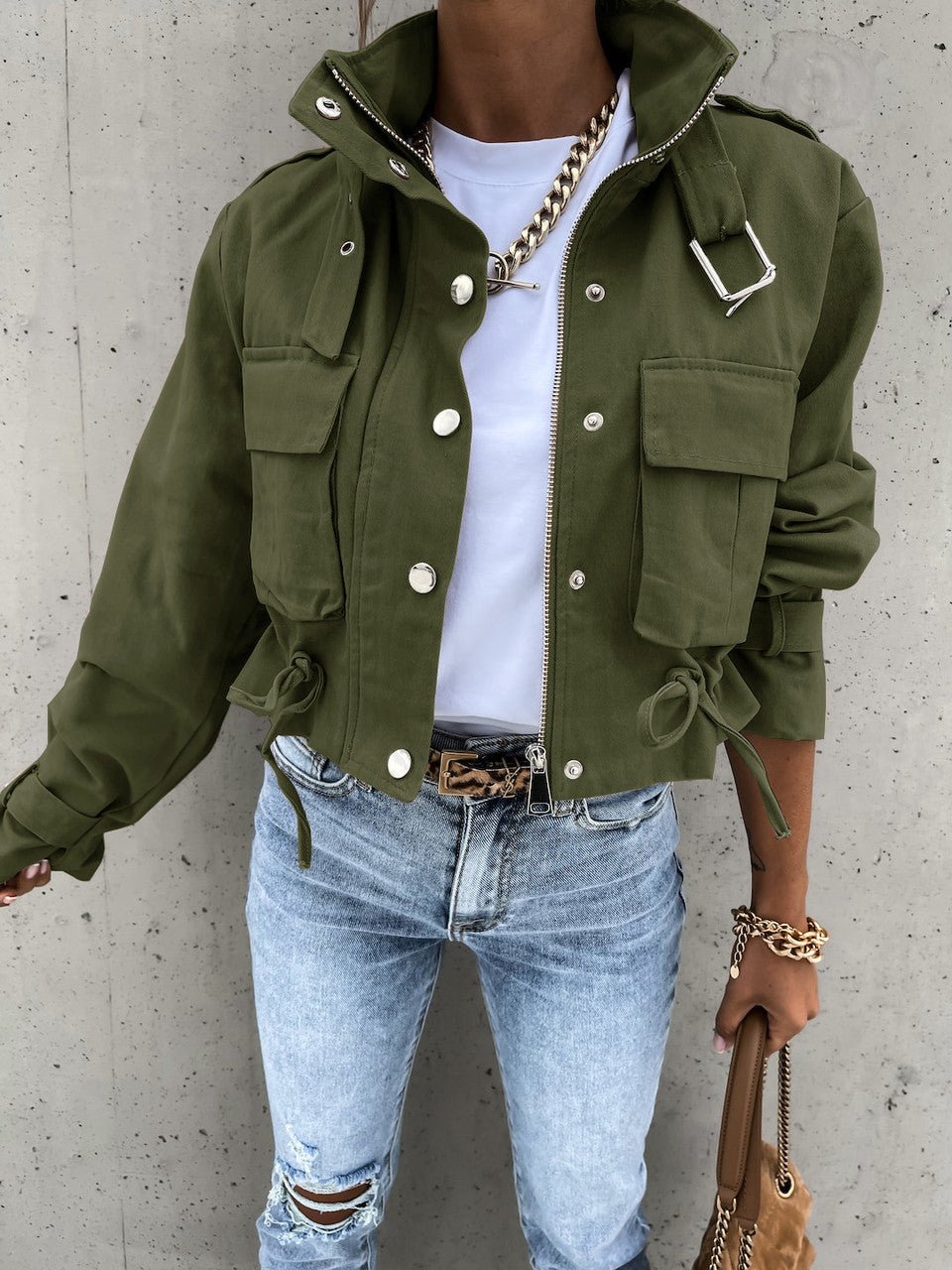 Cropped Utility Jacket | Lightweight Layer | Cotton Blend | Casual Street Style