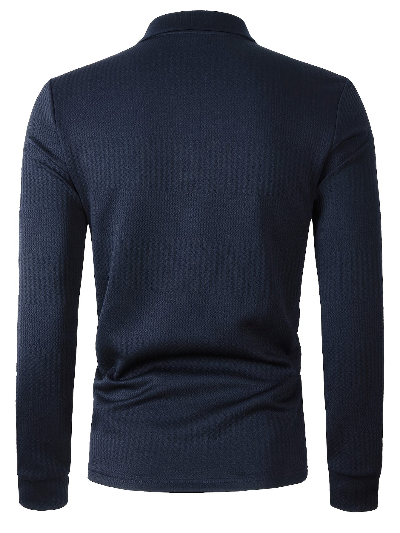 Men’s Waffle Knit Polo Shirt | Long Sleeve Slim Fit Henley