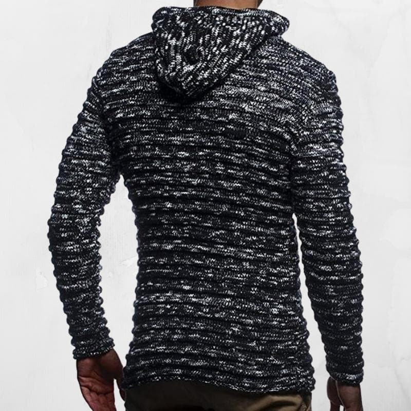 Men's Ribbed Knit Hoodie | Warm Zip-Up Sweater | Casual Winter Layer