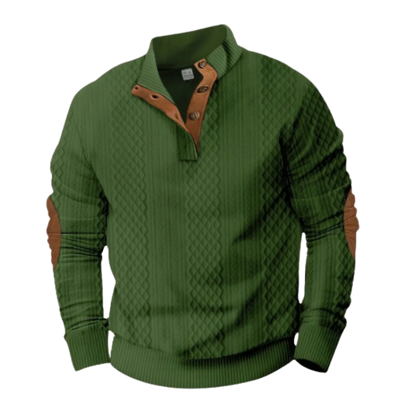 Men’s Quilted Pullover Sweater | Faux Suede Elbow Patches | Fall Casual Knitwear Canada