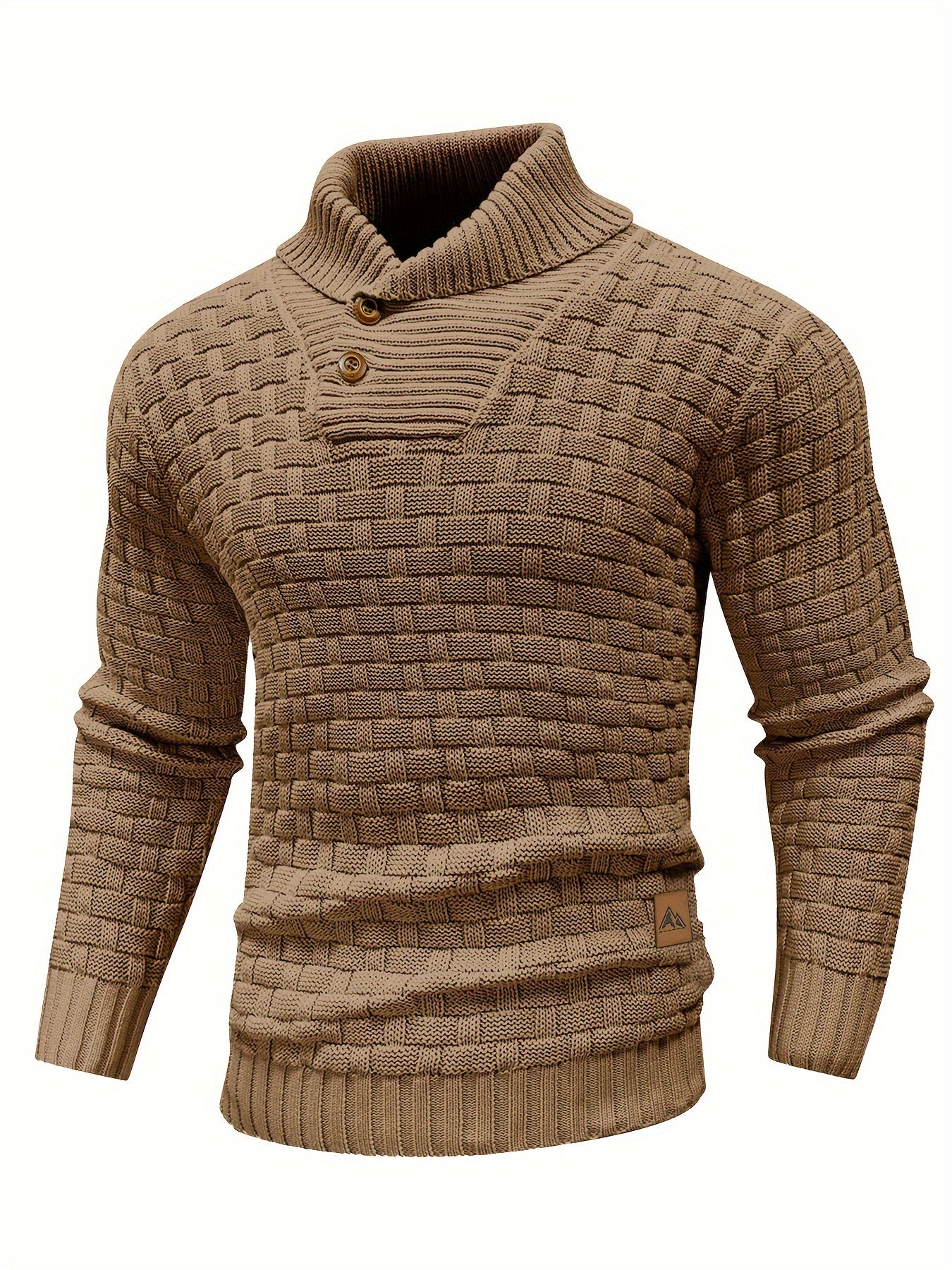Men's Shawl Collar Knit Sweater | Textured Pullover | Warm Fall Layer