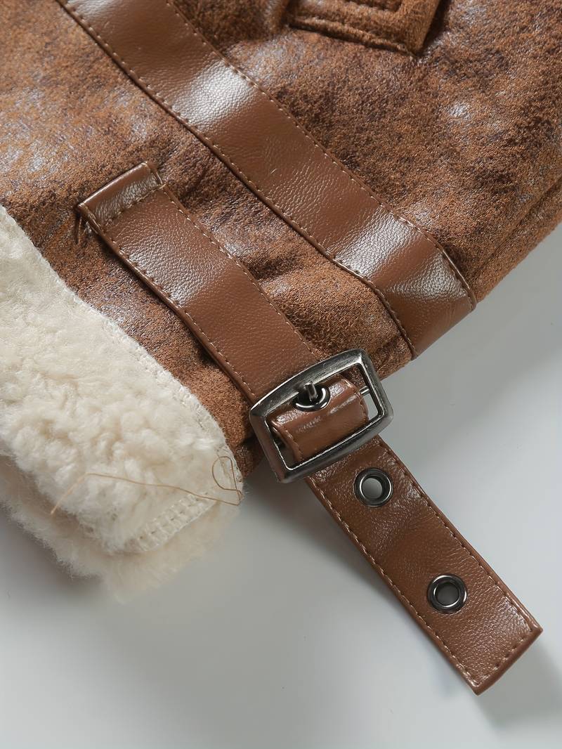 Shearling-Lined Aviator Jacket | Faux Leather Finish | Warm Winter Essential