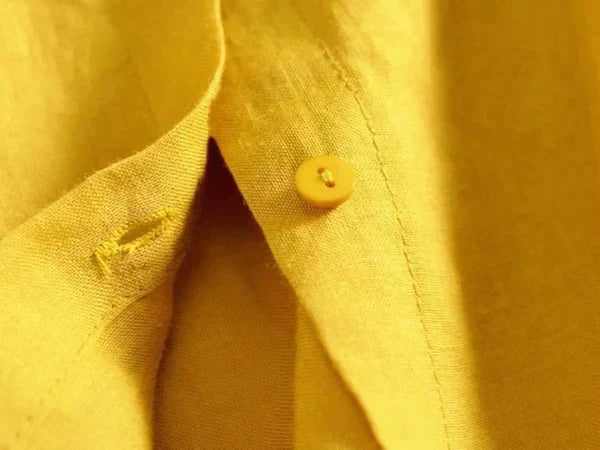 Linen Button-Front Blouse | 3/4 Sleeves & Peter Pan Collar | Relaxed Everyday Fit